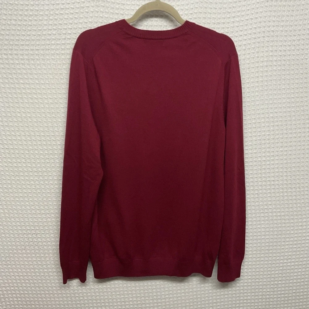 Banana Republic Sweater Men's Large Burgundy Long Sleeve V-Neck Extra Fine Wool‎